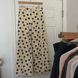 ZARA floral print denim flares